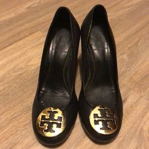 Tory Burch Black Sophie Wedge Shoes size 6.5